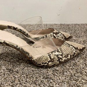 Zara - Snake Print Heeled Mules - Women Size 9 - Pre Owned